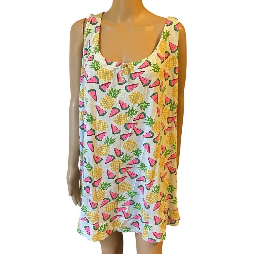 Y2K Love To Sleep sleeveless pajama dress womens L lounge sleep Fruity Print